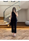 KOYU LACİVERT VOLANLI YELEKLİ TAKIM-8906