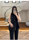 KOYU LACİVERT VOLANLI YELEKLİ TAKIM-8906