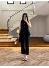 KOYU LACİVERT VOLANLI YELEKLİ TAKIM-8906