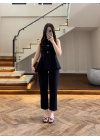KOYU LACİVERT VOLANLI YELEKLİ TAKIM-8906