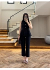 KOYU LACİVERT VOLANLI YELEKLİ TAKIM-8906
