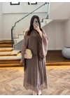 KAHVE BLUZLU ELBİSE TAKIM-51361
