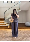 ANTRASİT FÜME TENSEL NEVÜRLÜ BLUZ PANTOLON TAKIM-250483