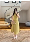 YAĞ YEŞİL YIRTMAÇLI GOLD AKSESUAR ELBİSE