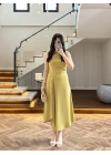 YAĞ YEŞİL YIRTMAÇLI GOLD AKSESUAR ELBİSE