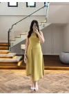 YAĞ YEŞİL YIRTMAÇLI GOLD AKSESUAR ELBİSE
