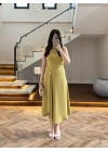 YAĞ YEŞİL YIRTMAÇLI GOLD AKSESUAR ELBİSE