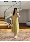 YAĞ YEŞİL YIRTMAÇLI GOLD AKSESUAR ELBİSE