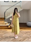 YAĞ YEŞİL YIRTMAÇLI GOLD AKSESUAR ELBİSE
