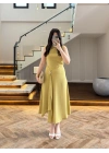 YAĞ YEŞİL YIRTMAÇLI GOLD AKSESUAR ELBİSE