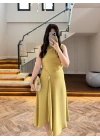 YAĞ YEŞİL YIRTMAÇLI GOLD AKSESUAR ELBİSE