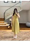 YAĞ YEŞİL YIRTMAÇLI GOLD AKSESUAR ELBİSE