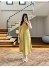 YAĞ YEŞİL YIRTMAÇLI GOLD AKSESUAR ELBİSE