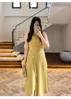 YAĞ YEŞİL YIRTMAÇLI GOLD AKSESUAR ELBİSE