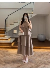 AÇIK KAHVE YAKA İŞLEME DETAYLI ELBİSE-3454