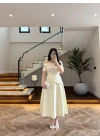 AÇIK SARI DANTEL DETAY ELBİSE -3249