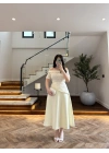 AÇIK SARI DANTEL DETAY ELBİSE -3249