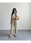 ADA ÇAYI BEL BAĞLAMALI ŞALVAR PANTOLON