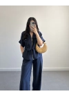 ANNA LACİVERT TENSEL GÖMLEK TAKIM