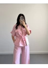 ANNA PEMBE TENSEL GÖMLEK TAKIM