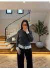 ANTRASİT DANTELLİ HIRKA -TH261085