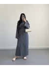 ANTRASİT KETEN ANVELOP ETEK TAKIM