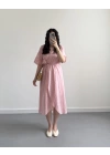 AVA PEMBE KURUVAZE ÖRGÜ KEMERLİ ELBİSE