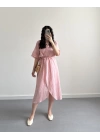 AVA PEMBE KURUVAZE ÖRGÜ KEMERLİ ELBİSE