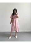 AVA PEMBE KURUVAZE ÖRGÜ KEMERLİ ELBİSE