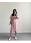 AVA PEMBE KURUVAZE ÖRGÜ KEMERLİ ELBİSE