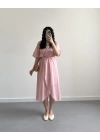 AVA PEMBE KURUVAZE ÖRGÜ KEMERLİ ELBİSE
