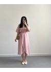 AVA PEMBE KURUVAZE ÖRGÜ KEMERLİ ELBİSE