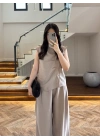 BEJ ASİMETRİK DÜĞMELİ TENSEL TAKIM-26Y277