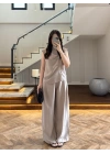 BEJ ASİMETRİK DÜĞMELİ TENSEL TAKIM-26Y277
