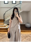 BEJ ASİMETRİK DÜĞMELİ TENSEL TAKIM-26Y277