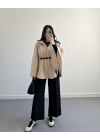 BEJ KEMERLİ KAŞE PANÇO