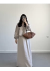 BEJ NAKIŞLI ETEKLİ İKİLİ TAKIM