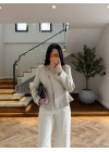 BEJ OVERLOK DİKİŞ DETAY CEKET-26K1092