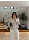 BEJ OVERLOK DİKİŞ DETAY CEKET-26K1092