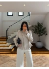 BEJ OVERLOK DİKİŞ DETAY CEKET-26K1092