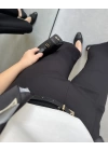 BELİ KEMERLİ CREP KUMAŞ PANTOLON SİYAH