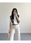 BELİ KEMERLİ CREP KUMAŞ PANTOLON TAŞ