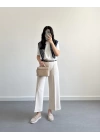 BELİ KEMERLİ CREP KUMAŞ PANTOLON TAŞ