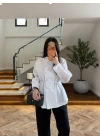 BEYAZ BAĞCIKLI DİK YAKA GÖMLEK-5566