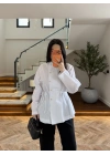 BEYAZ BAĞCIKLI DİK YAKA GÖMLEK-5566