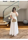 BEYAZ FİYONK DETAY ELBİSE-EU3210