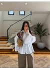BEYAZ GENİŞ KOL DETAY GÖMLEK -5568