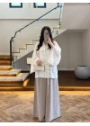BEYAZ İP BAĞCIKLI BRODELİ GÖMLEK -5096