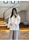 BEYAZ İP BAĞCIKLI BRODELİ GÖMLEK -5096