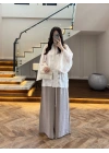 BEYAZ İP BAĞCIKLI BRODELİ GÖMLEK -5096